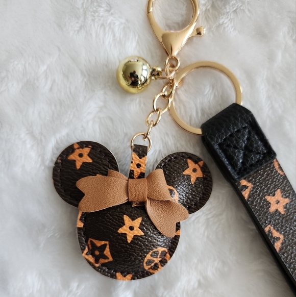 Brown and Gold Mickey Mouse Keychain Bag Charm - Picture 2 of 3